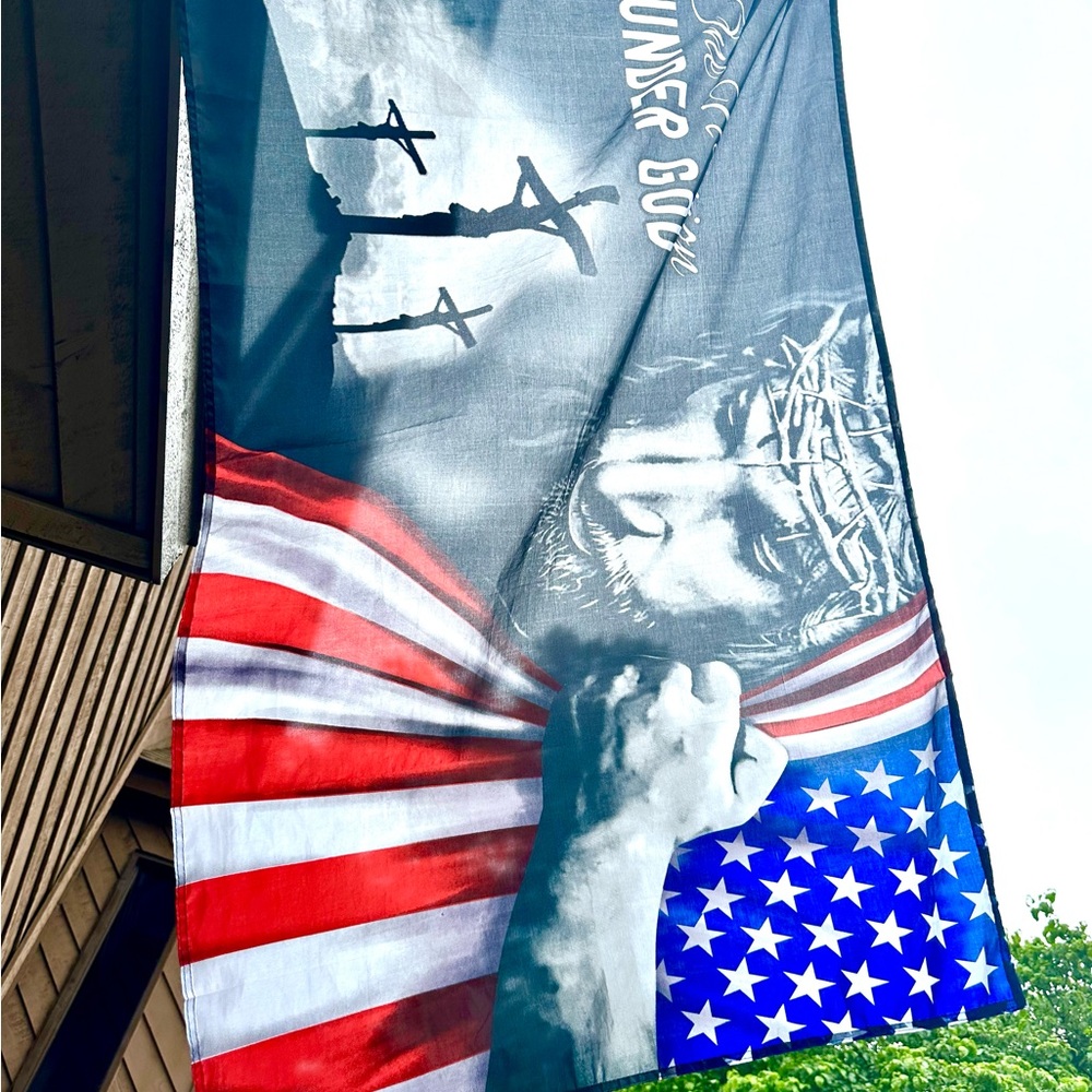 Patriotic Jesus Wall Art Decor - Black, Red, Blue